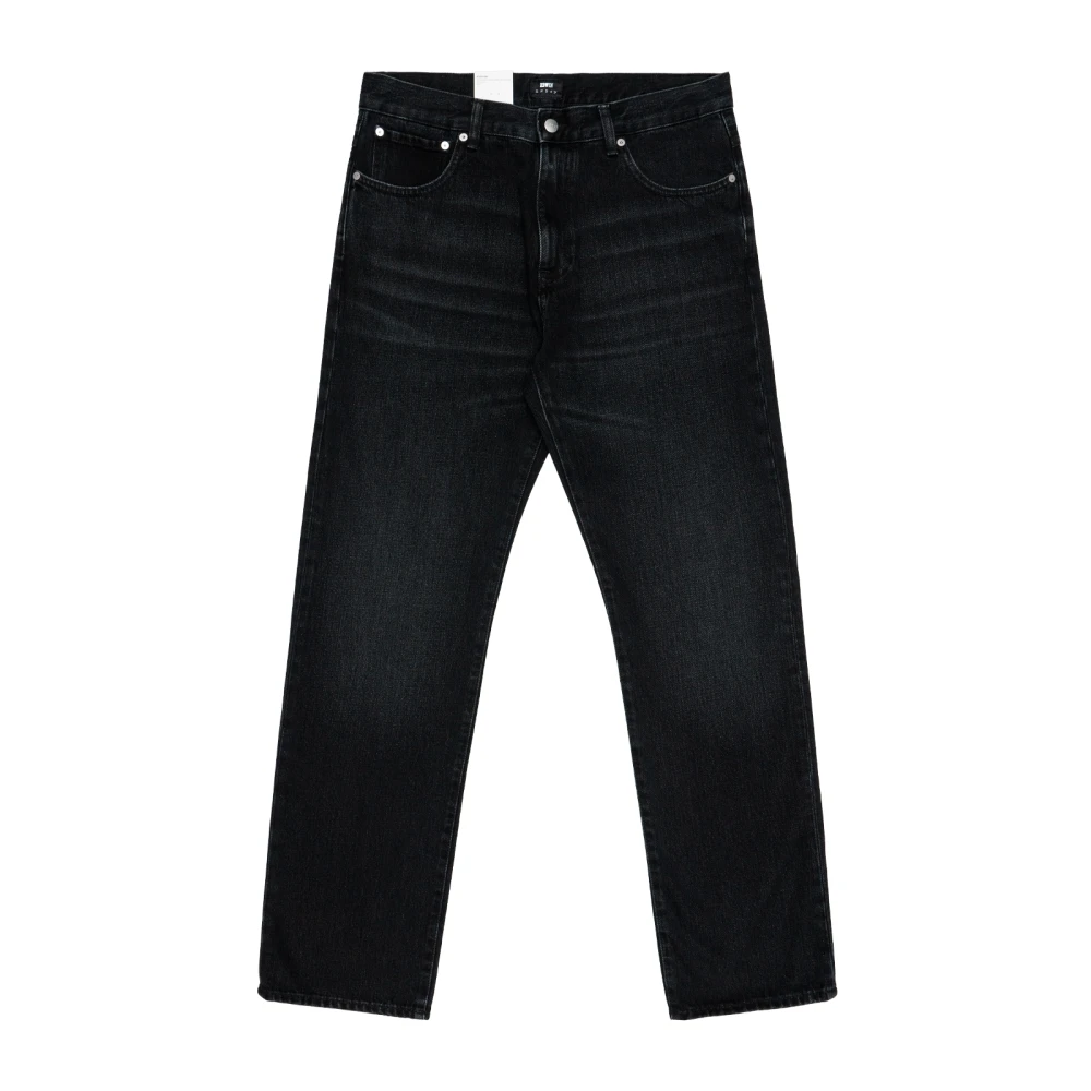 Edwin Zwarte Denim Straight Leg Katoenen Broek Black Heren