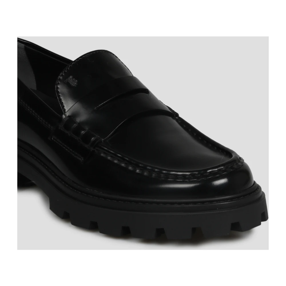 TOD'S Preppy Loafer in halfglanzend leer Black Dames