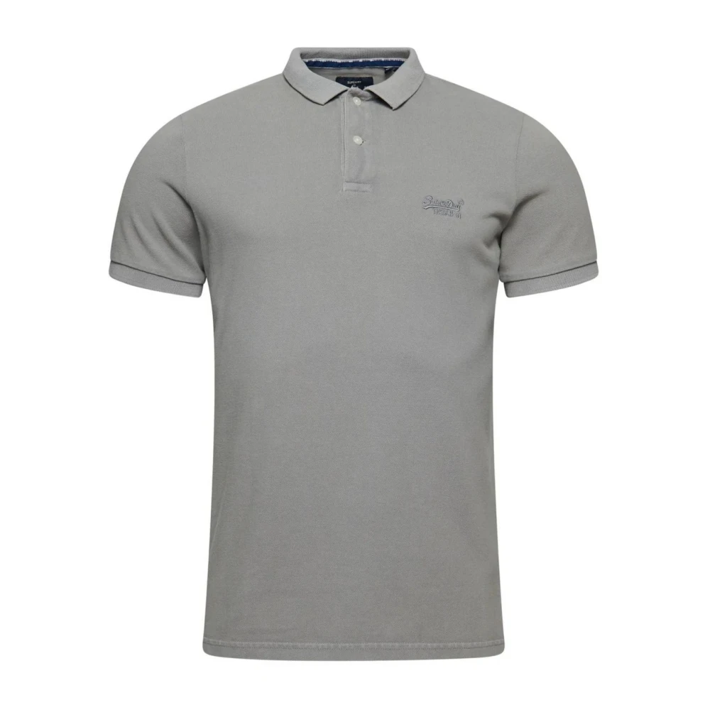 Superdry Men's Gray Polo Shirts, M, Vintage Logo Cotton Polo Grey