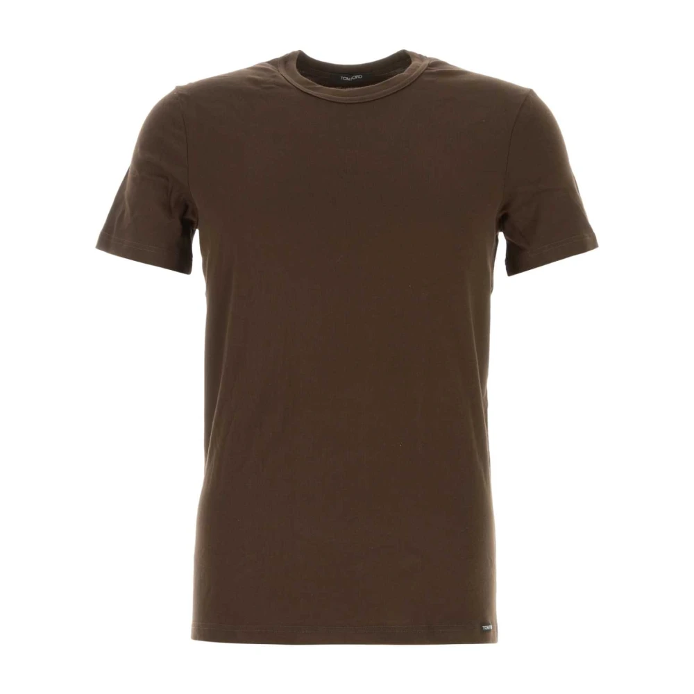 Tom Ford Stretch Katoenmix Bruin T-Shirt Brown Heren