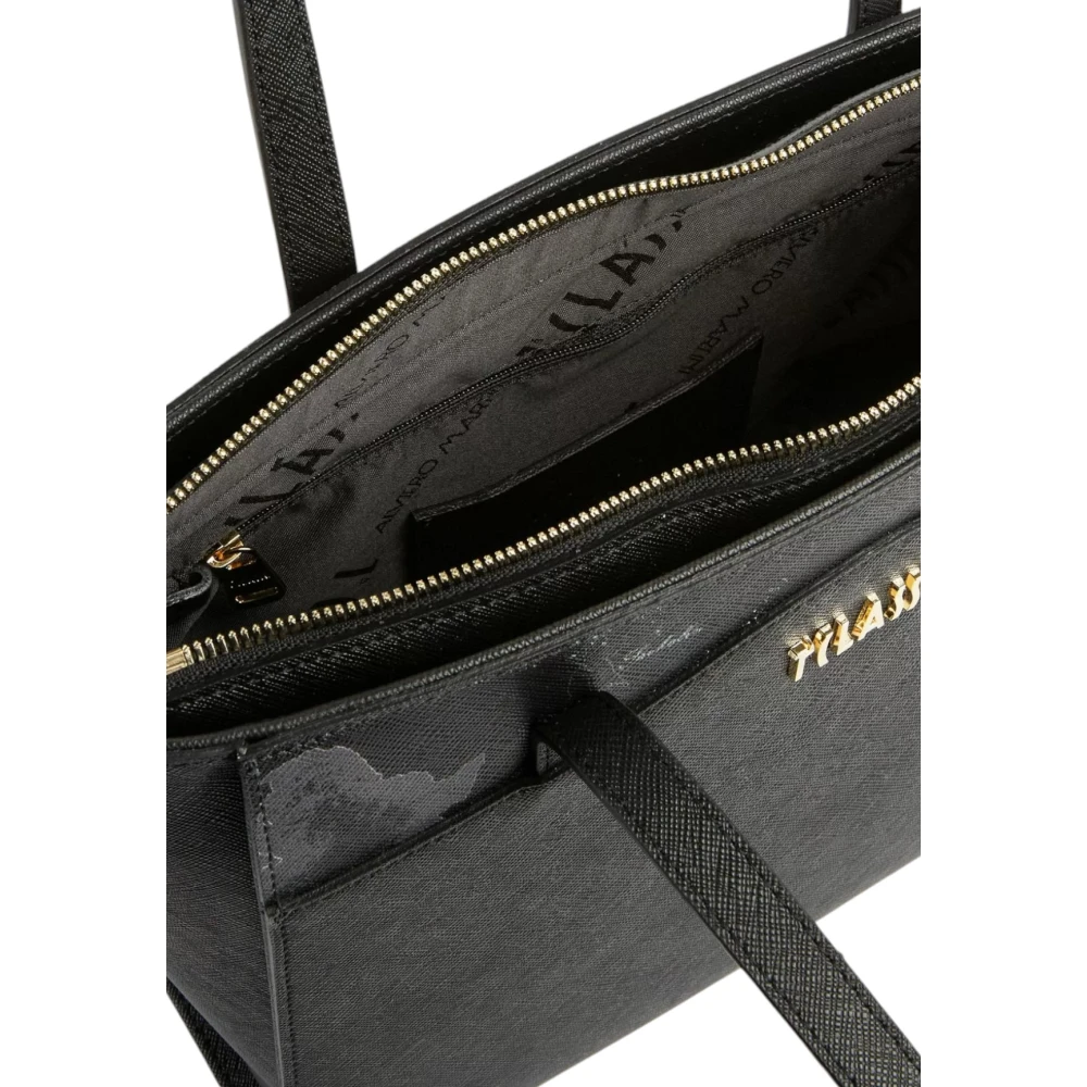 Alviero Martini 1a Classe Urban Dark Shopper Tas met Geo Night Inzet Black Dames