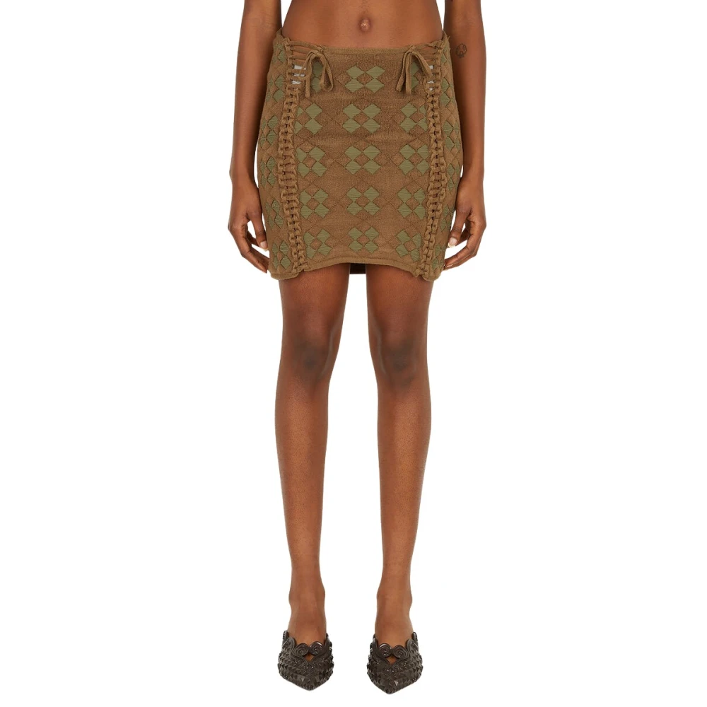 Isa Boulder Women's Beige Expandable Quilted Tube Skirt - Short Skirts - L - Skirts