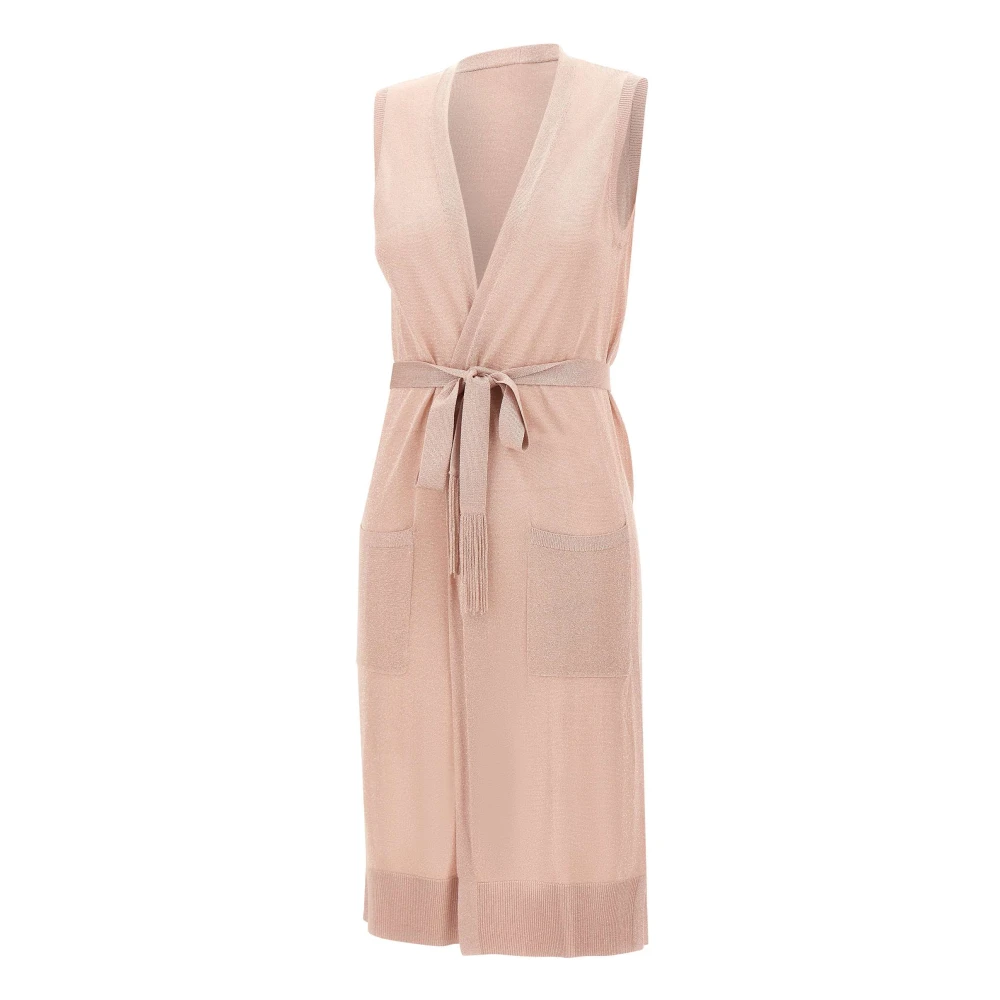 Kangra Pink Cardigans, Female, S, Lurex Long Vest