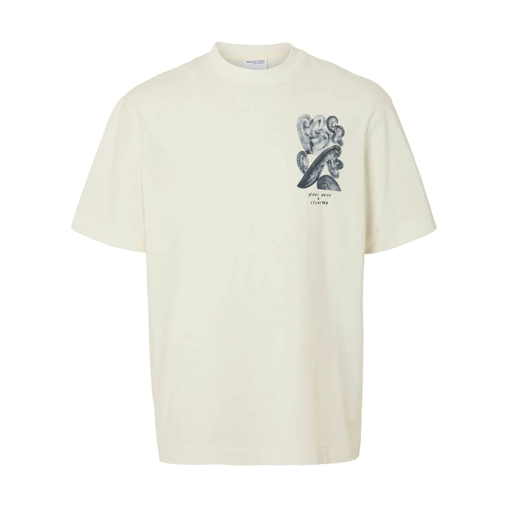 Selected Homme Relax Will License Korte Mouw Tee Beige Heren