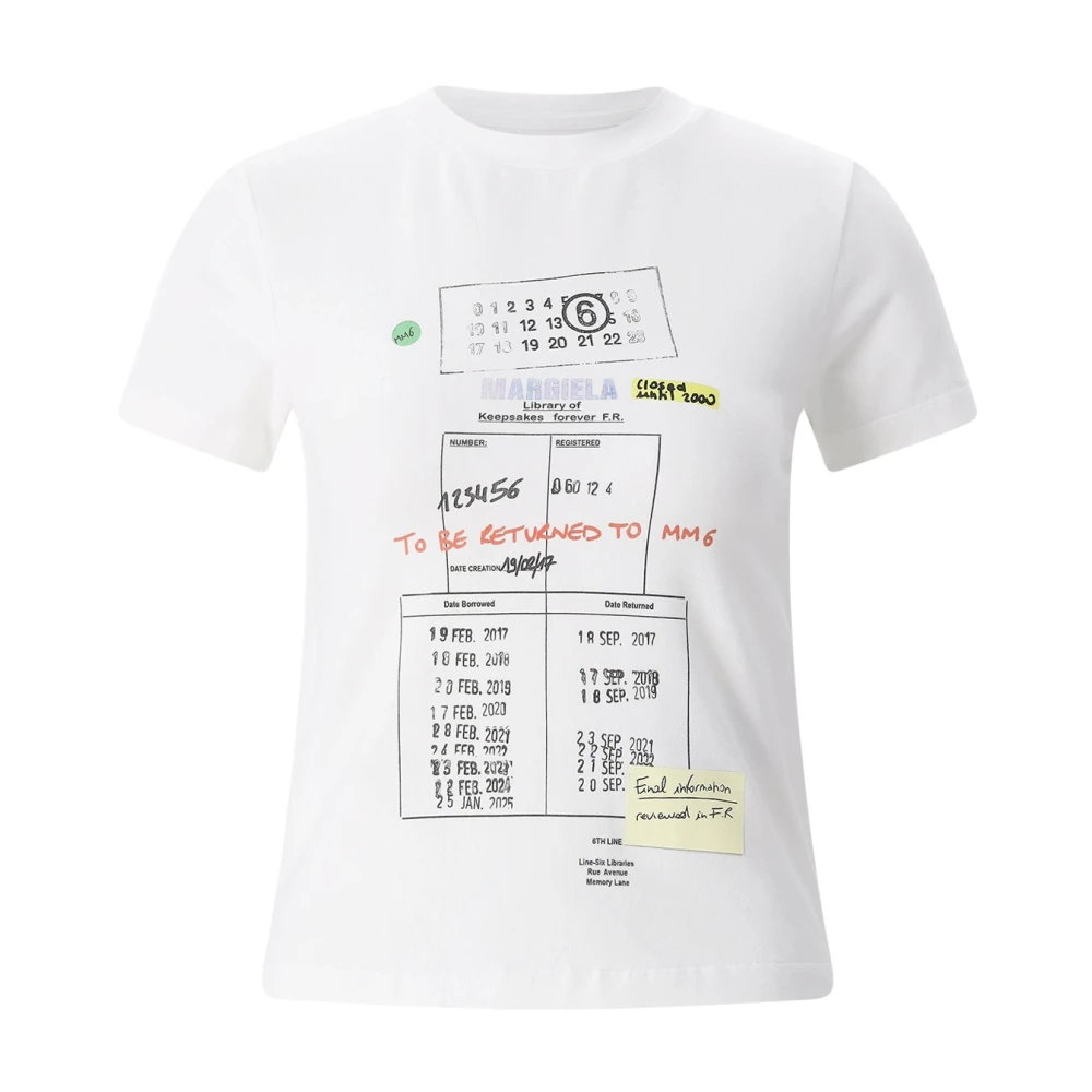Mm6 Maison Margiela Donna Bianco T-Shirt Con Stampa
