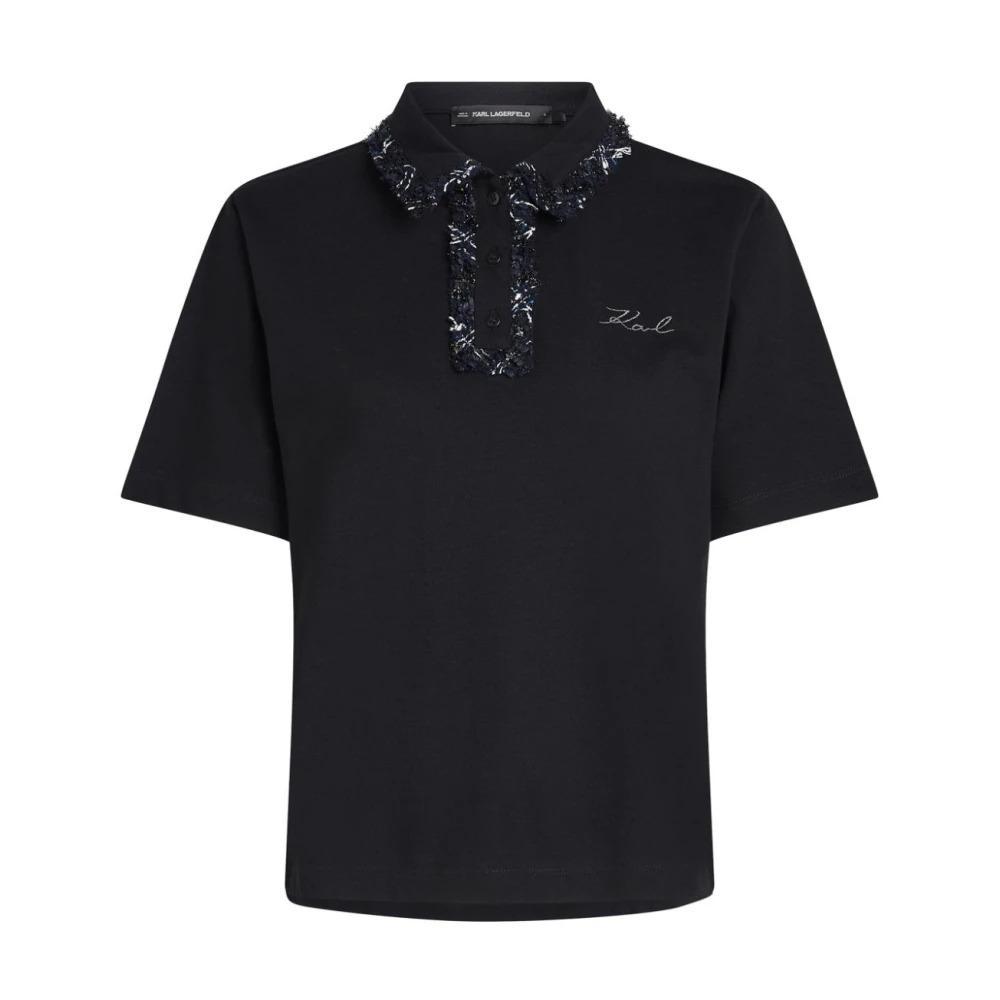 Karl Lagerfeld Polo MC Boucle Negro Cuello Combi Black Dames