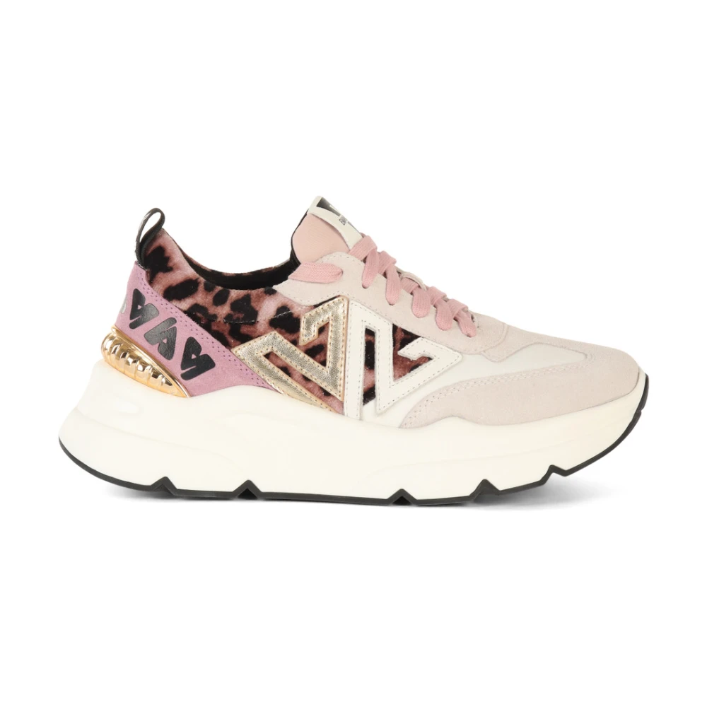 Emanuelle Vee Sneakers met contrastinzetten van leer Pink Dames