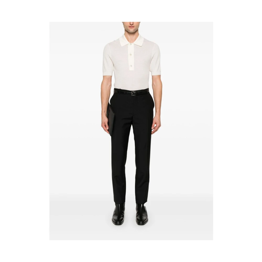 Tom Ford Witte Knoop-Up Korte Mouw Sweater White Heren