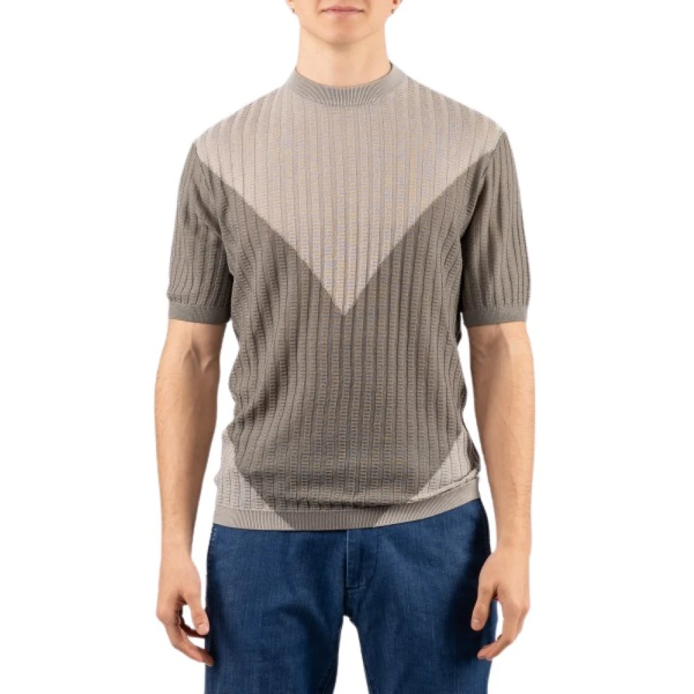 Emporio Armani , Round-Neck Knitwear, Male, Gray, S, Round-Neck Knitwear