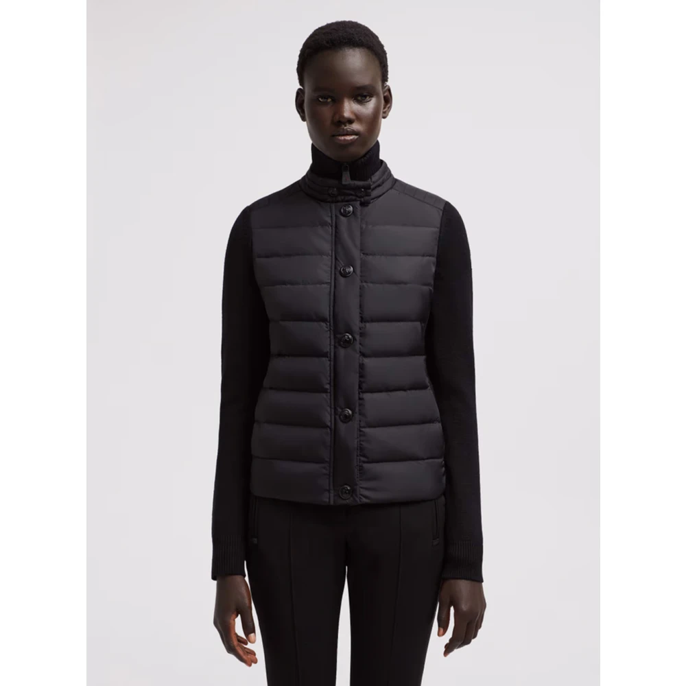 Moncler Zwarte Wol Regenjas Black Dames