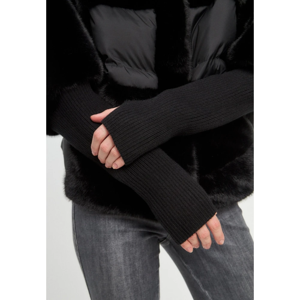 Cesare Gaspari Oversized Faux Fur Jacket Black Dames