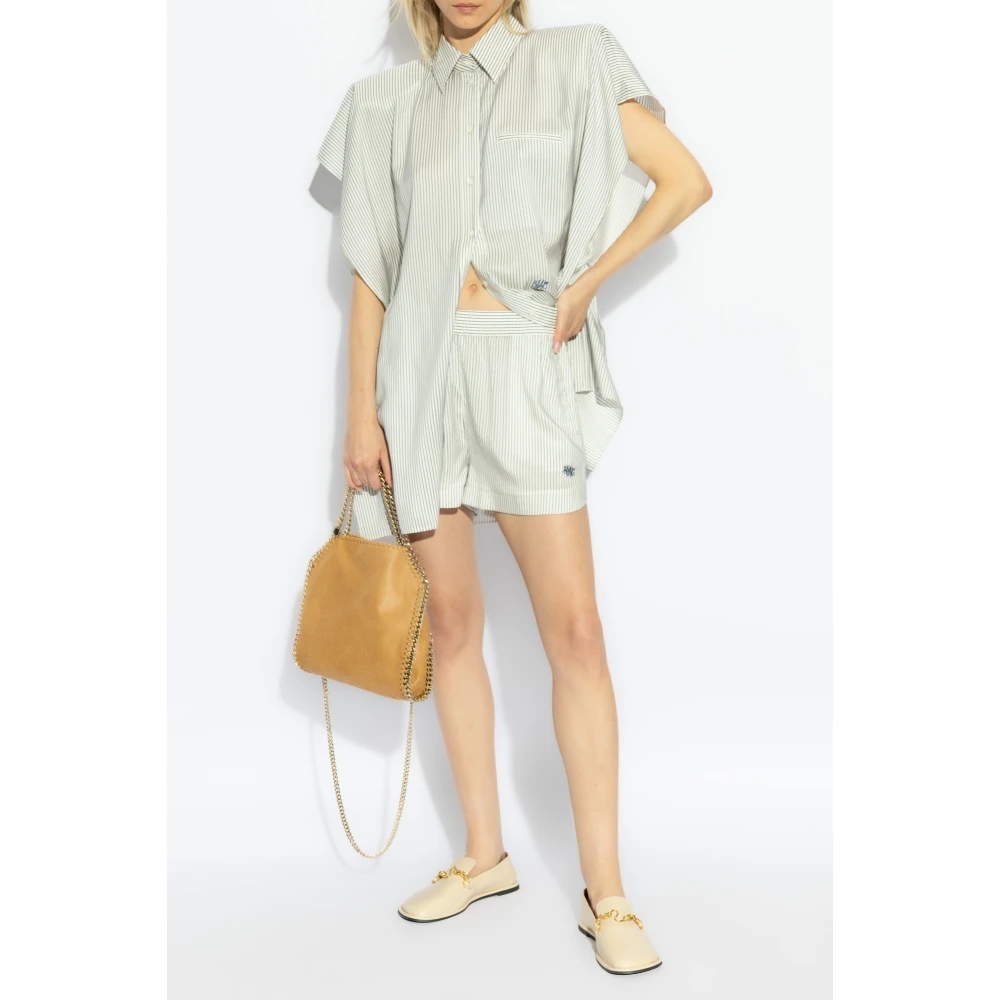 Stella Mccartney Gestreepte zijden shorts White Dames