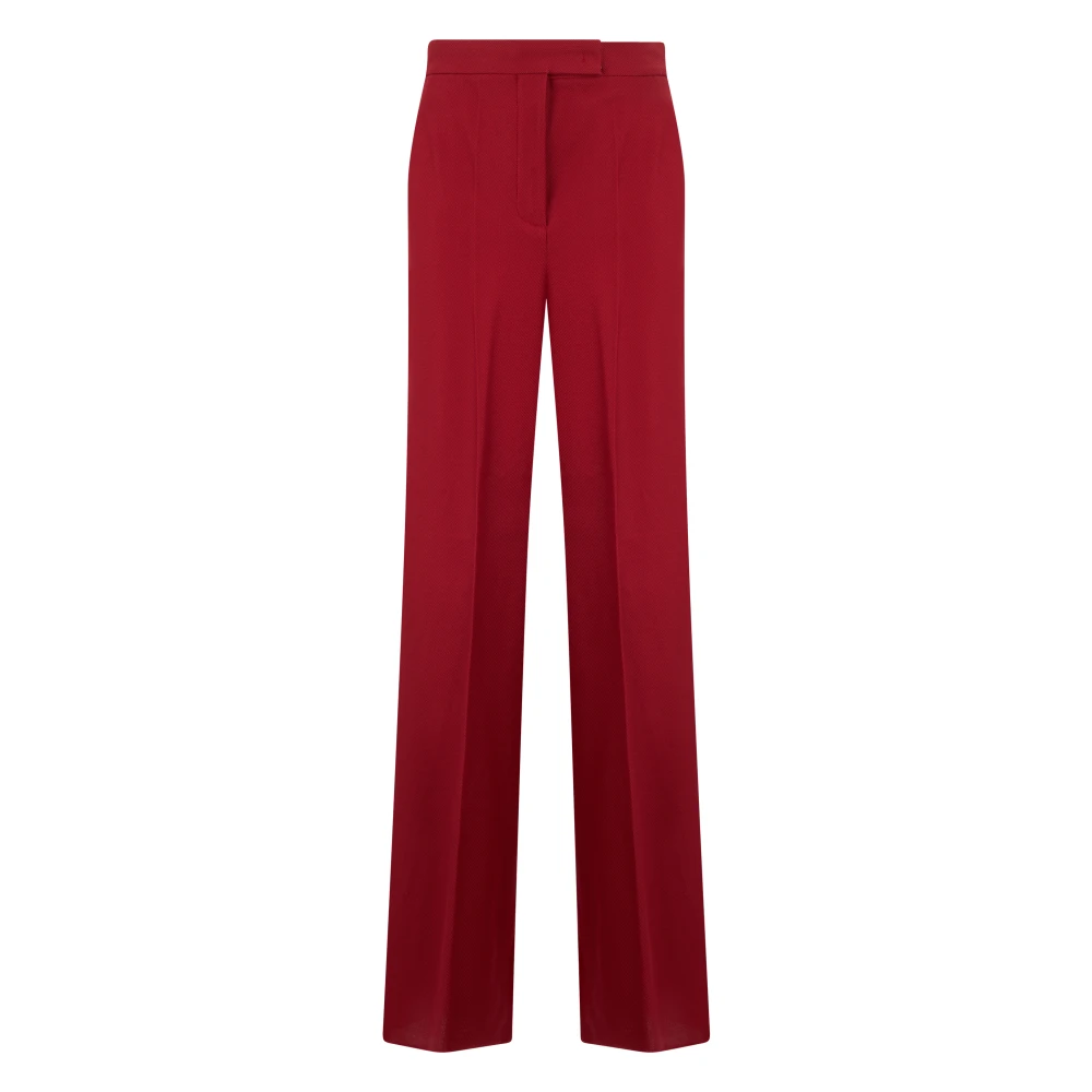Max Mara Women's Red Wide Trousers, S, Cotton Gabardine Jersey Trousers