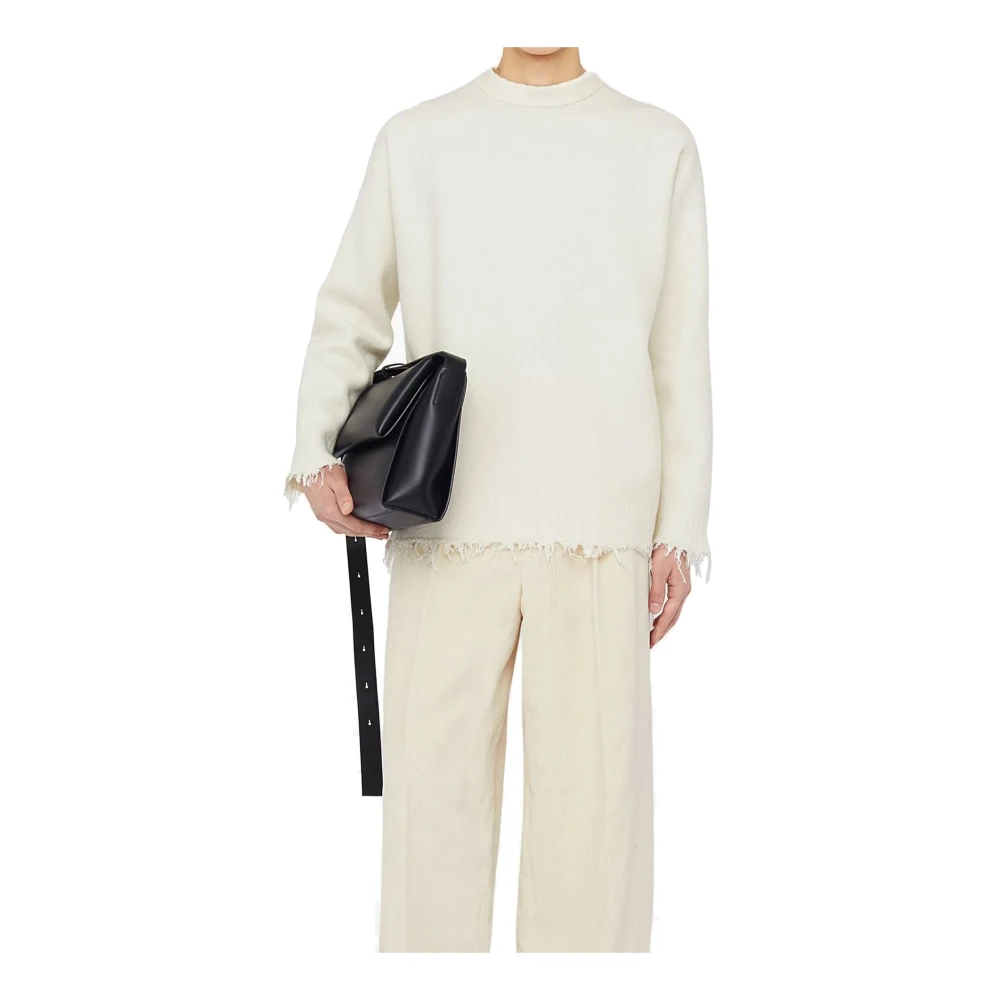 Jil Sander Wollen Trui met Ribdetails Beige Heren