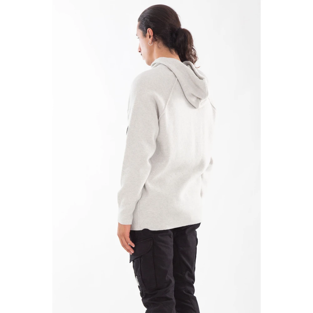C.P. Company Wafel Hooded Gebreid in Lamswol Gray Heren