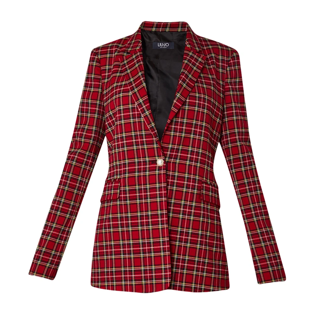 Liu Jo Rode Tartan Blazer Klassieke Stijl Red Dames