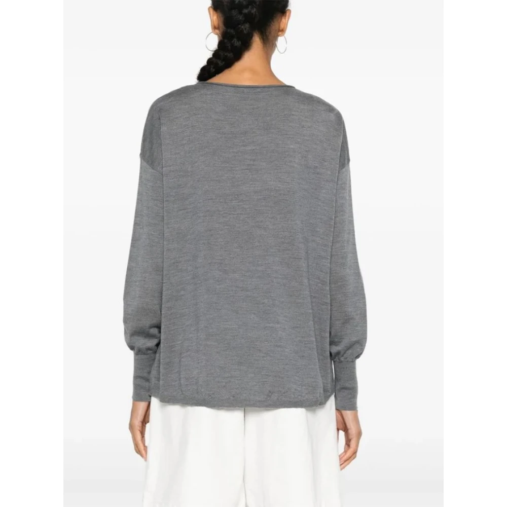 Aspesi Grijze Boothals Merinowol Trui Gray Dames
