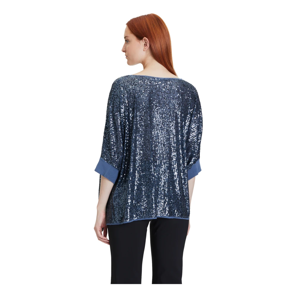 Vera Mont Glitter Cape met Pailletten Blue Dames