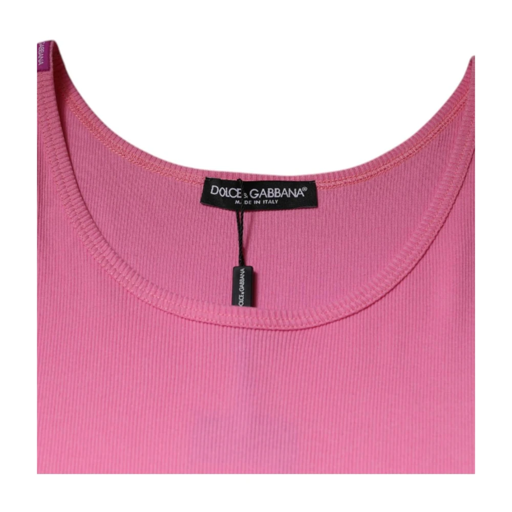 Dolce & Gabbana Roze Geribbelde Tanktop Pink Heren
