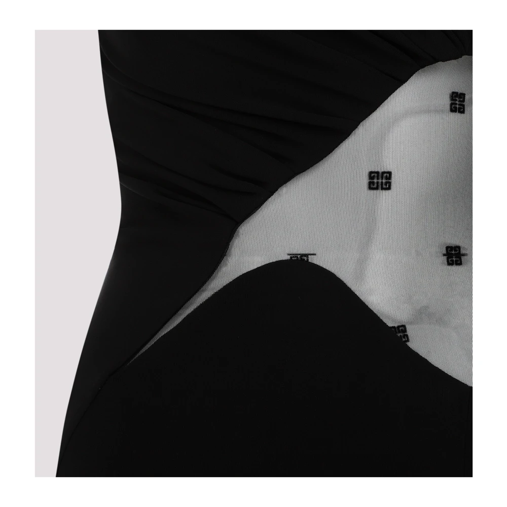 Givenchy Zwarte Viscose Midi Jurk met Mesh Detail Black Dames