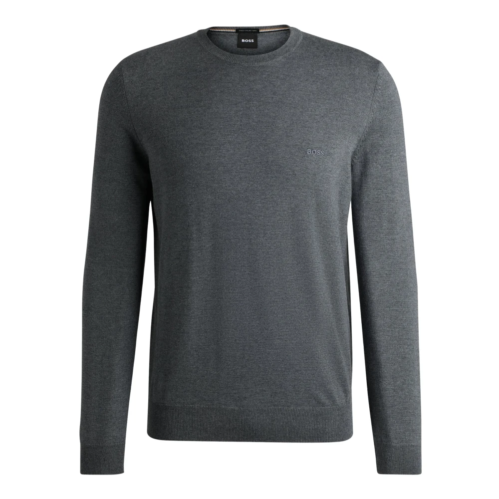 Hugo Boss Ronde hals wollen trui Gray Heren
