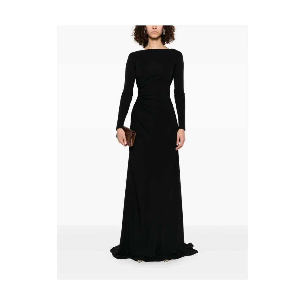 Elisabetta Franchi Zwarte Spaghettibandjes Cowl Jurk Black Dames
