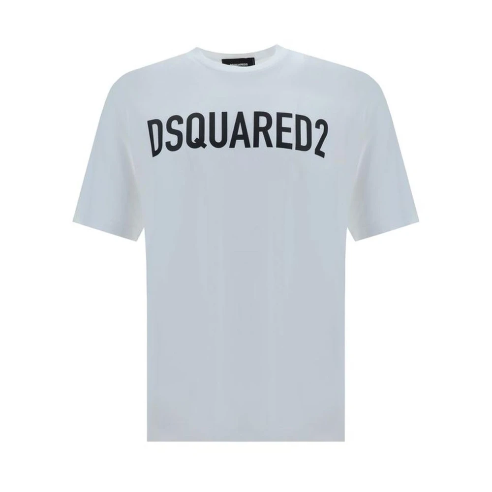 Dsquared2 Monochrome Katoenen T-shirt met Geribbelde Ronde Hals White Heren