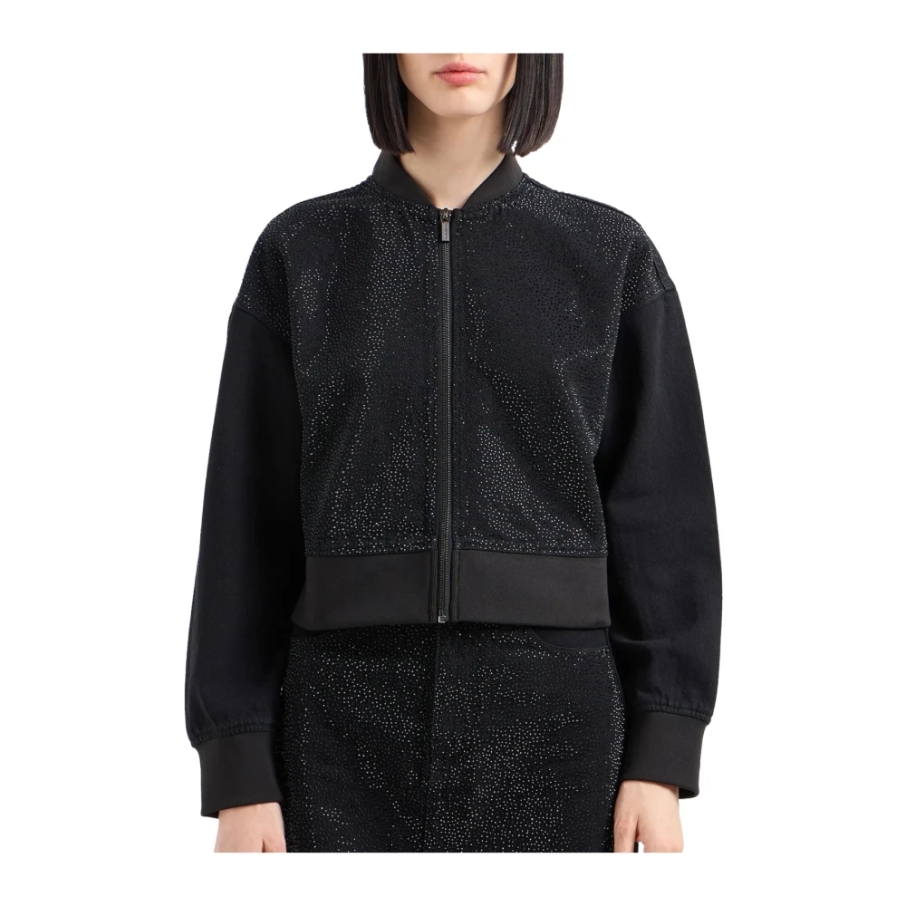 Armani Exchange Zwarte Denim Blouson Jas Black Dames