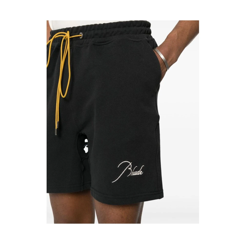 Rhude Shorts met geborduurd logo Black Heren