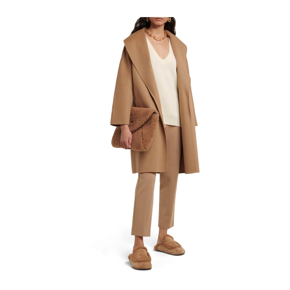 Max Mara Bruine Wollen Trenchcoat Brown Dames