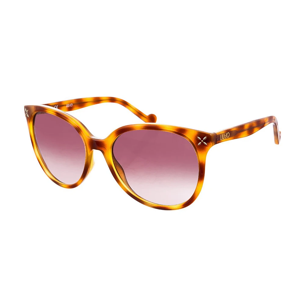 Liu Jo Women's Brown Sunglasses, One Size, Oval-Shaped Acetate Sunglasses With Metal Studs