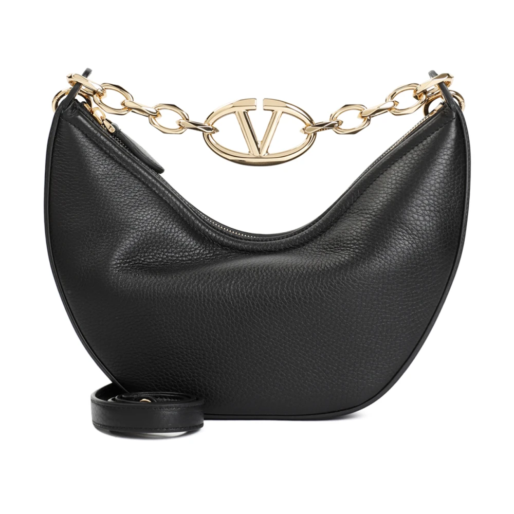 Valentino Garavani V Logo Gate Leren Top Handtas Black Dames