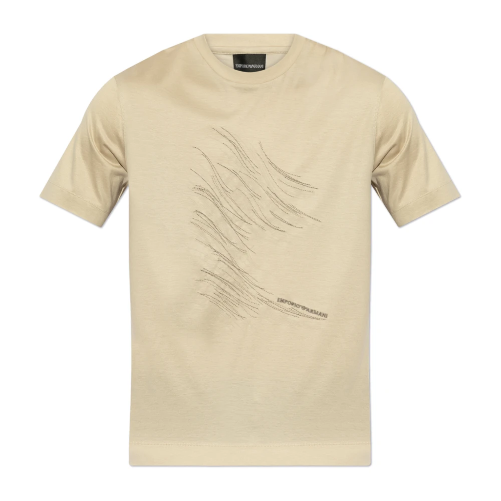 Emporio Armani T-shirt met borduursel Beige Heren