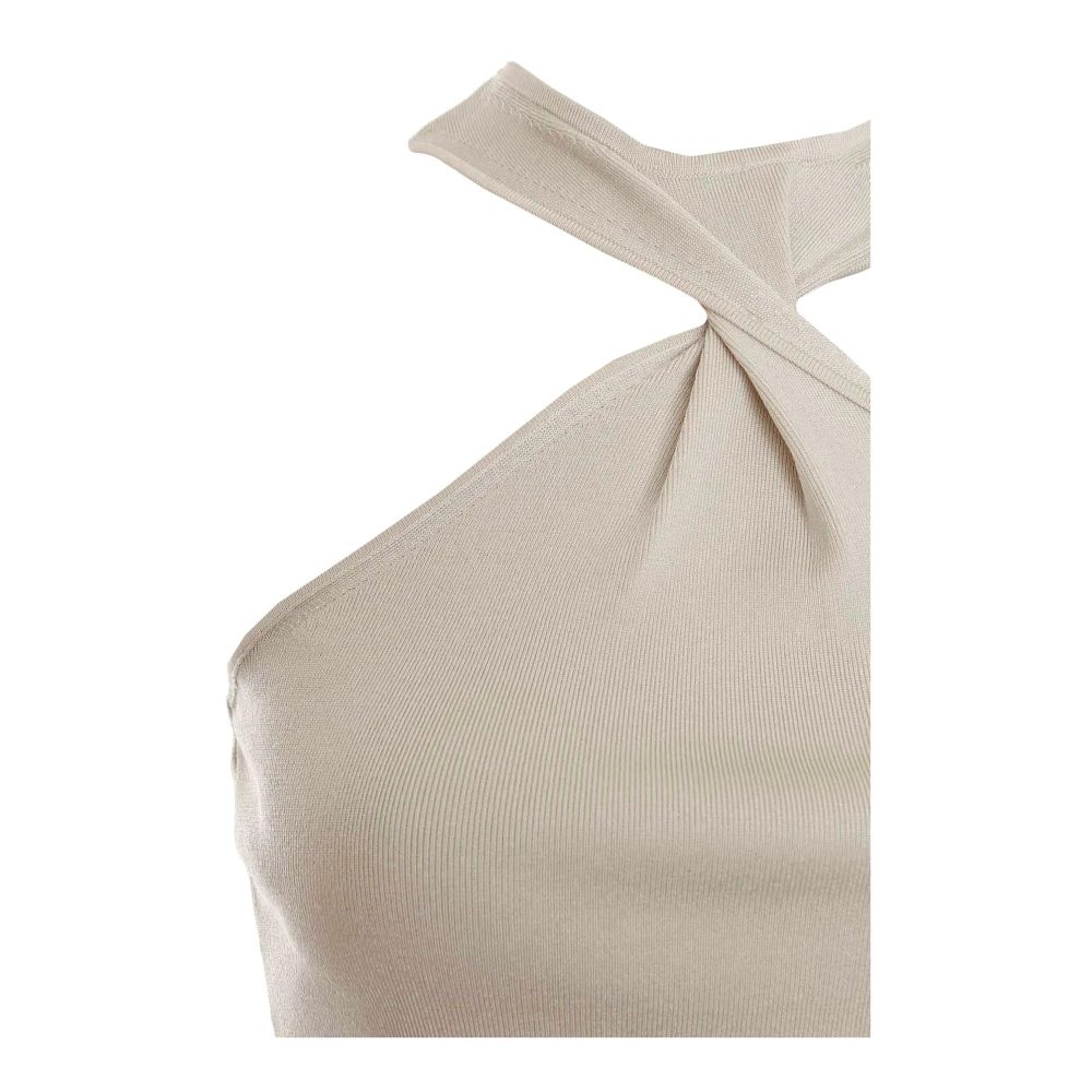 drykorn Geribbeld topje met knoopdetail Beige Dames
