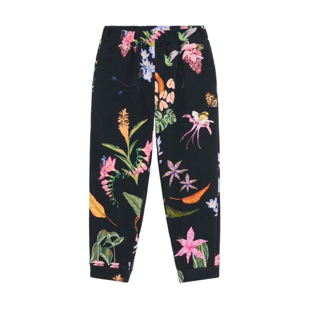 Roberto Cavalli Girls Black Florentine Botanical Trousers - Trousers - 8 Y - Kids