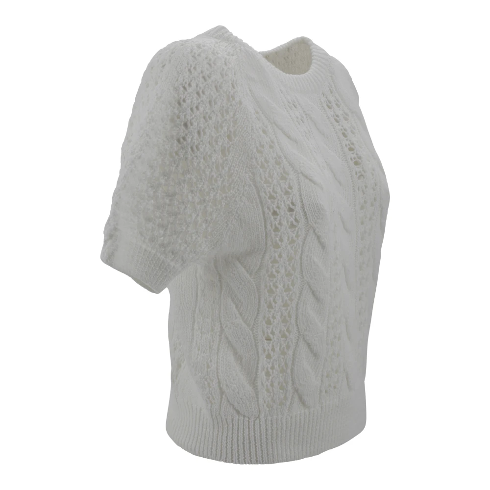 D.Exterior Witte Mesh Crew Neck Top White Dames