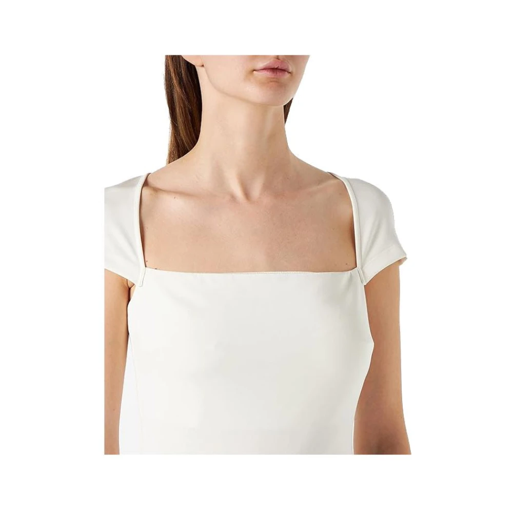 pinko Soepel neopreen jurk met vierkante halslijn White Dames