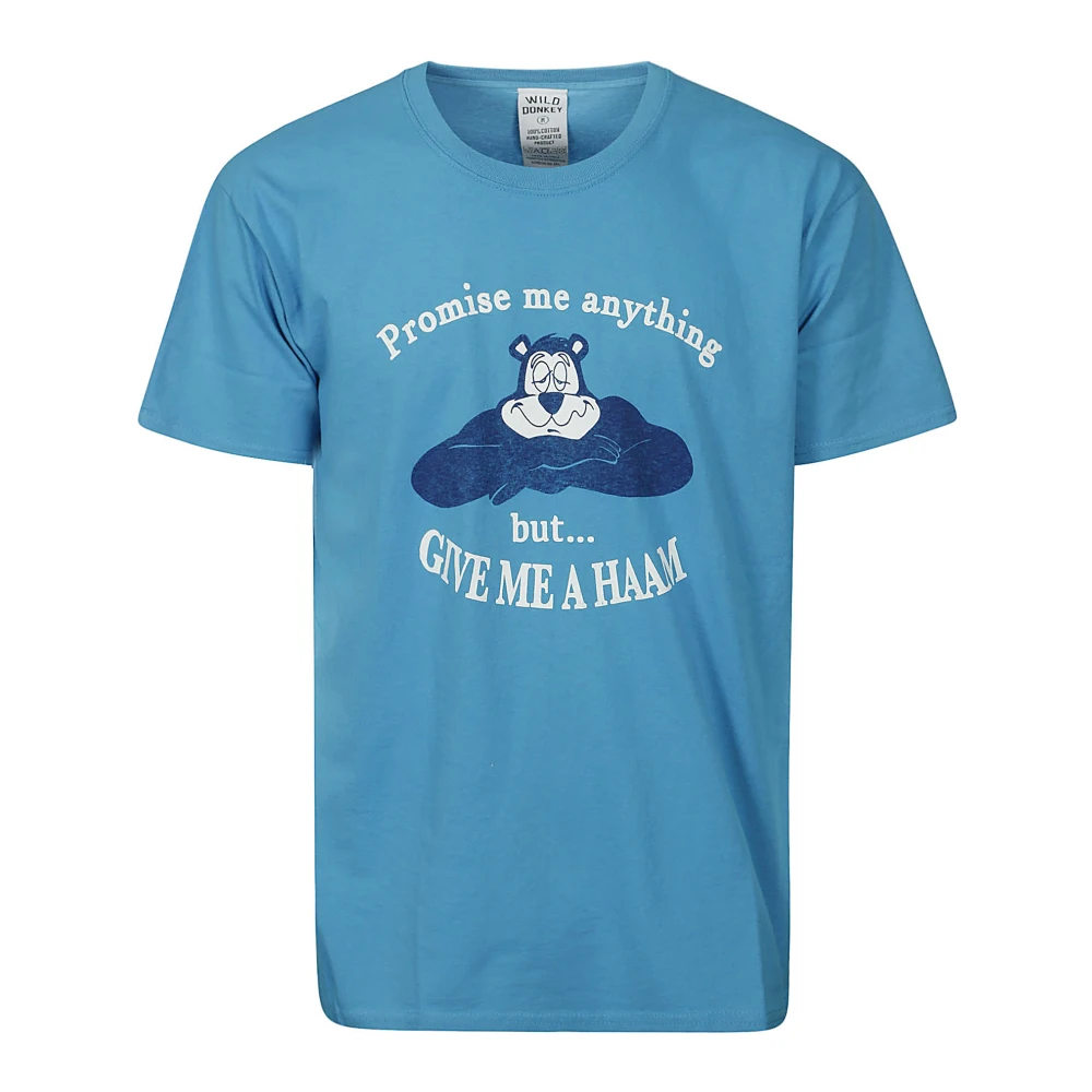 Wild Donkey Lichtblauw Katoenen T-shirt met Voorkantprint Blue Heren