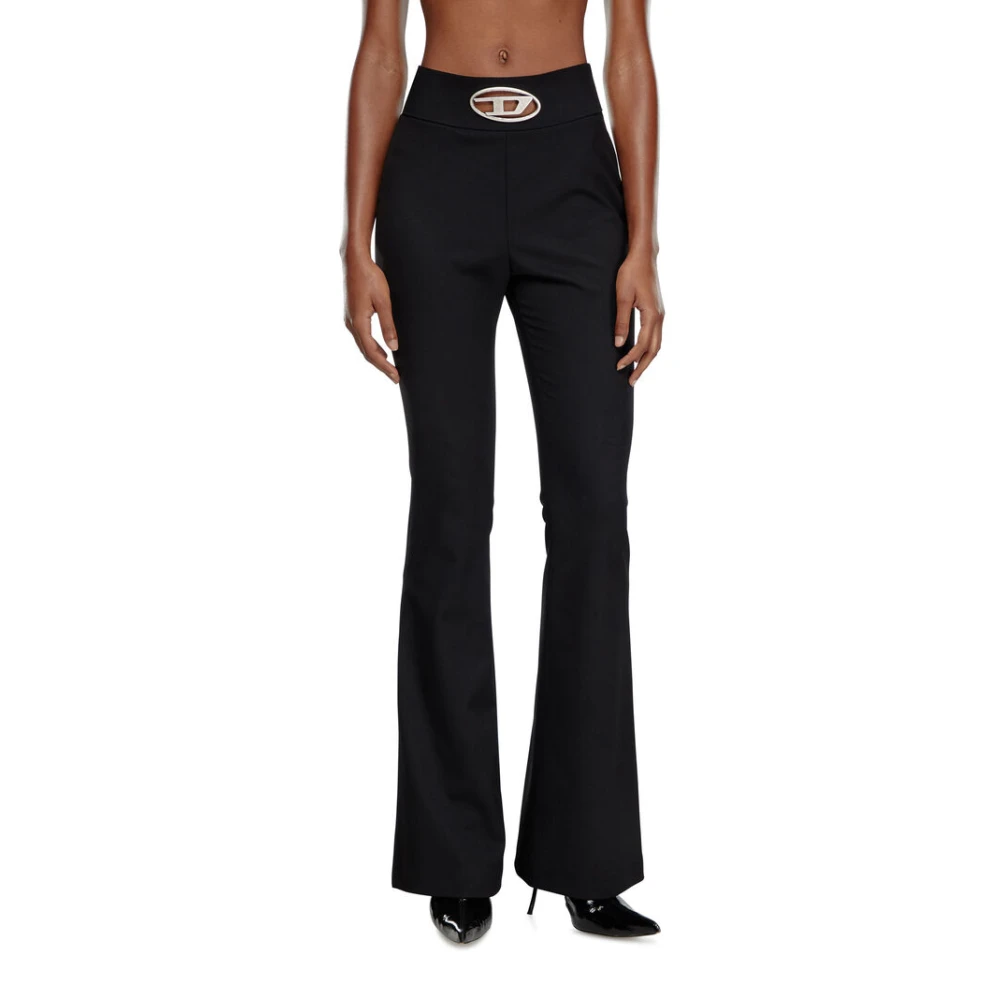 Diesel Wijde Broek Antraciet Wol Herfst-Winter 2024 Black Dames