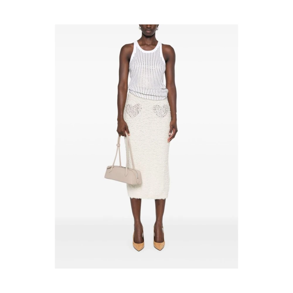Blumarine Gebreide Rok met Kristalversiering White Dames