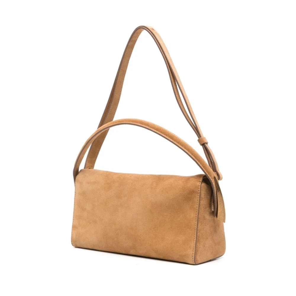 Benedetta Bruzziches Beige Schoudertas met Ritssluiting Brown Dames