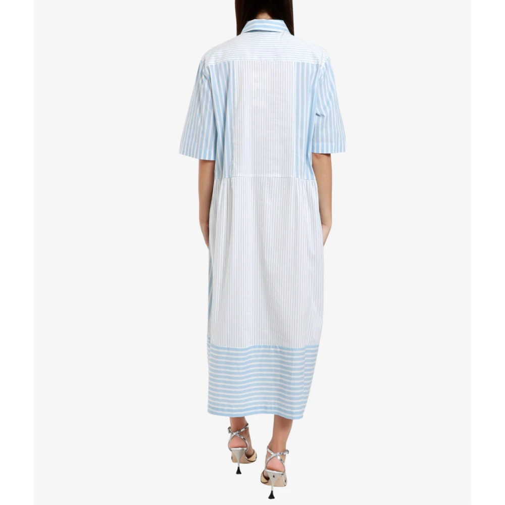 Semicouture Witte Katoenen Jurk met Puntkraag White Dames