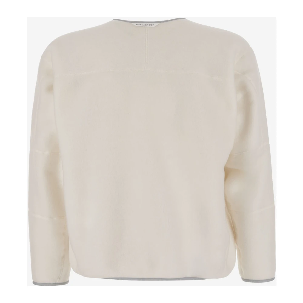 And Wander Wollen V-hals Rits Sweater White Heren