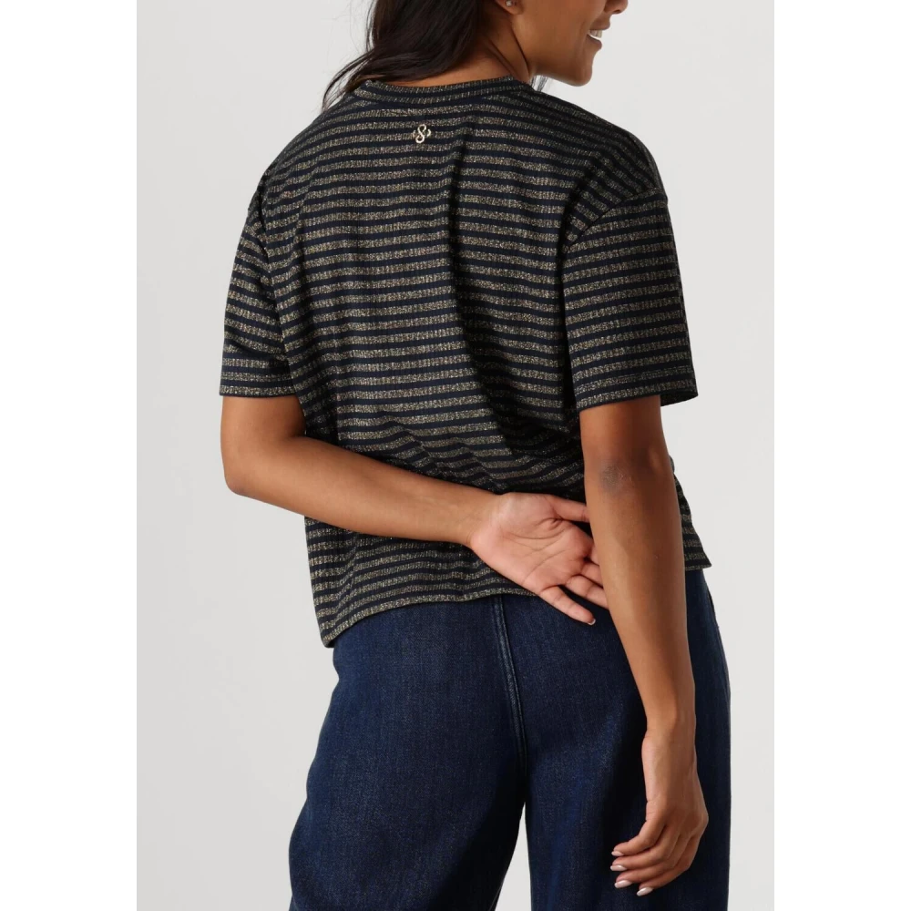 Summum Woman Blauwe Lurex Rib Stripe Top Blue Dames