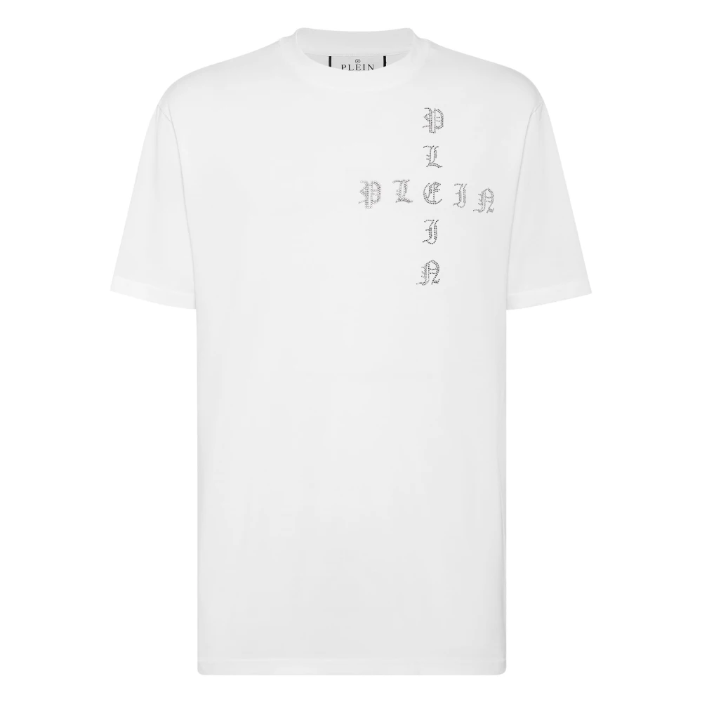 Philipp Plein Herr Vit Toppar Xl, Bomull, T-Shirt Round Neck Gothic Plein