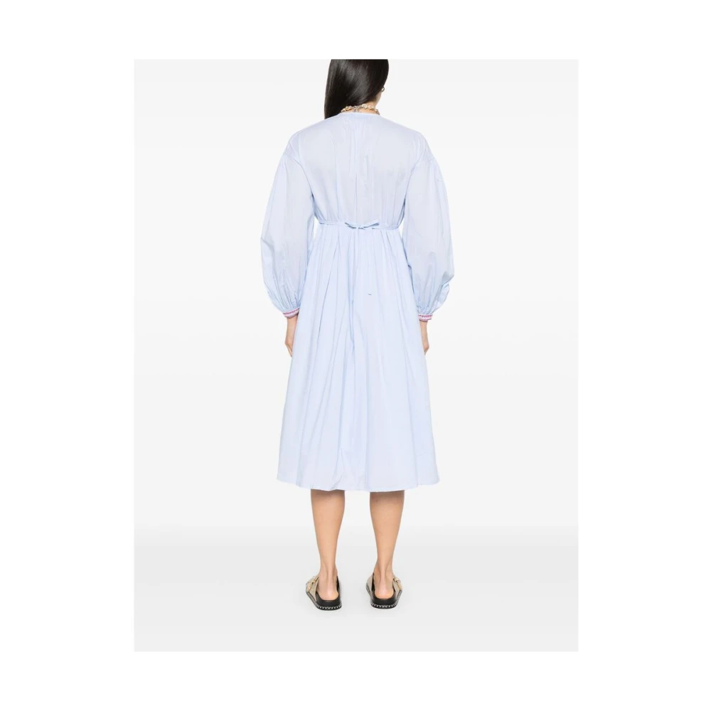 A.p.c. Geborduurde Lichtblauwe Jurk met Tailleband Blue Dames