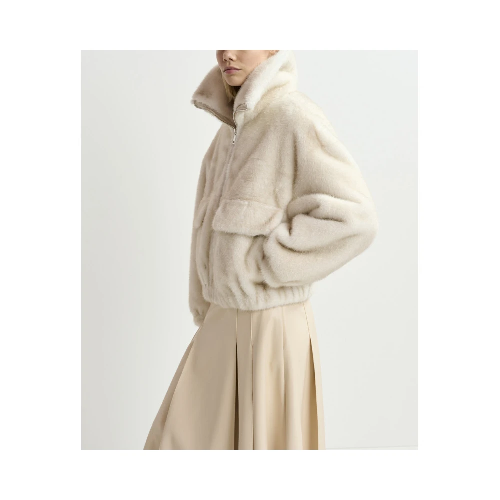 Essentiel Antwerp Oversized Faux Fur Blouson Jas Beige Dames