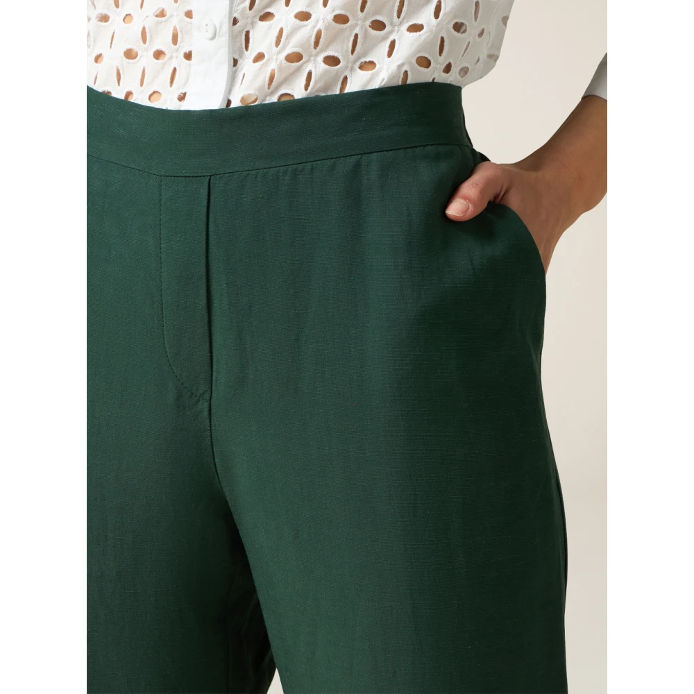 Oltre Linnenblend Joggers Green Dames