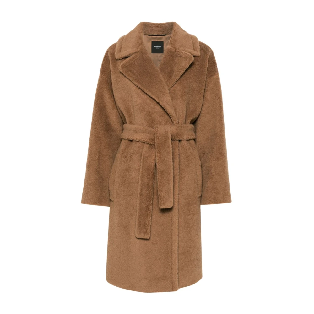 Max Mara Weekend Kameel Fleecejas met Riem Brown Dames