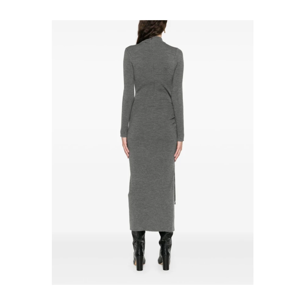 Michael Kors Grijze Wol Midi Jurk met Split Gray Dames